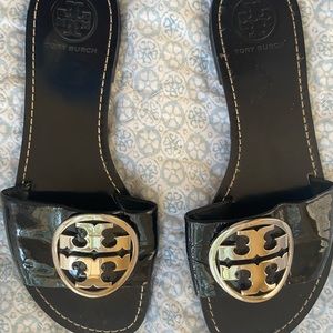 Tory Burch. Black patent slide/sandal. Excellent condition. Size 8.